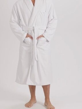 New Monarch Cypress Chamois Shawl Luxury Hotel Spa Robe-White , Size L